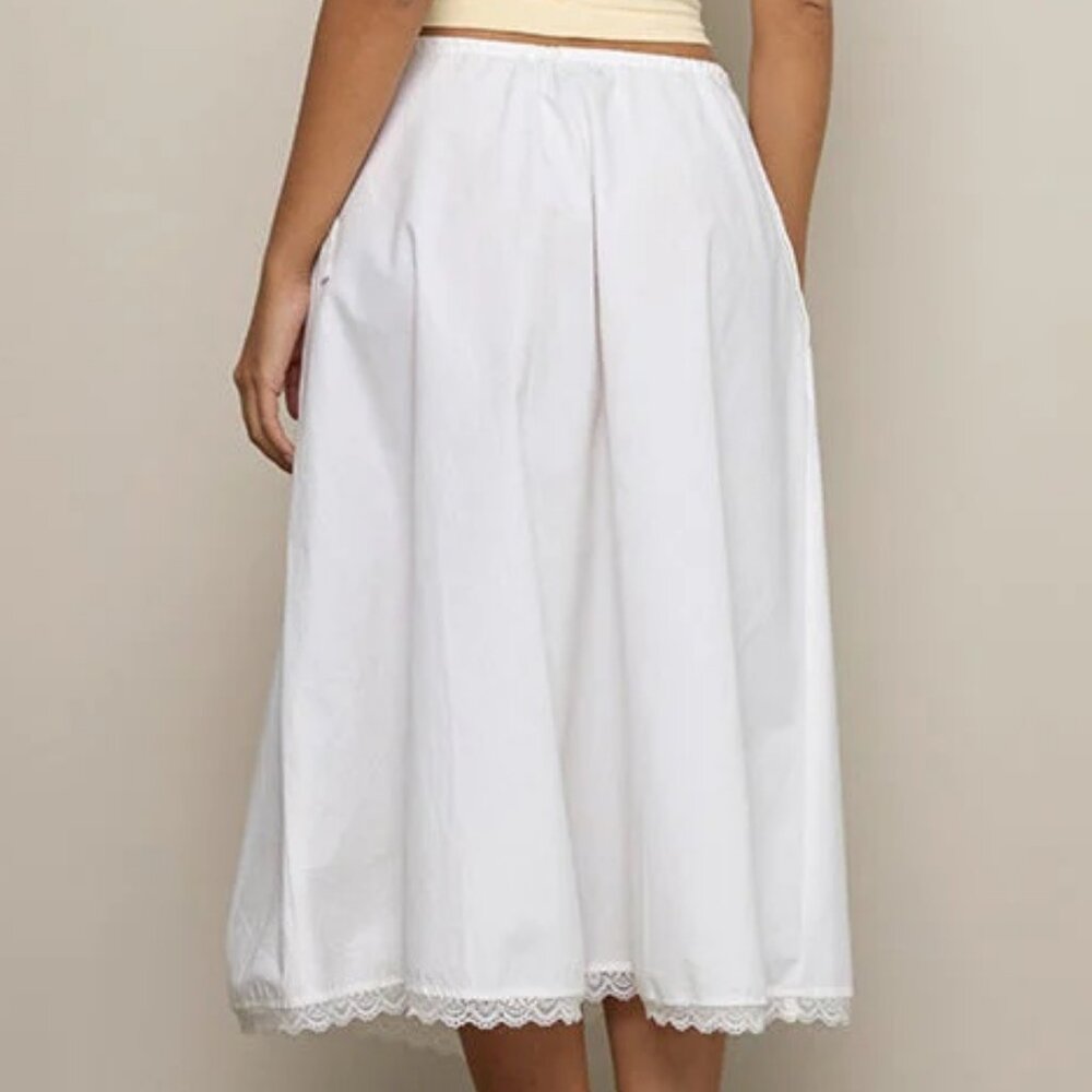 NWT Motel  Rocks Taka Midi Cotton Skirt in Poplin White XS - Picture 3 of 5